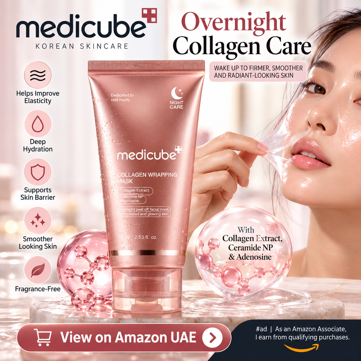 medicube Collagen Wrapping Mask 75ml – Overnight Peel-Off Facial Mask